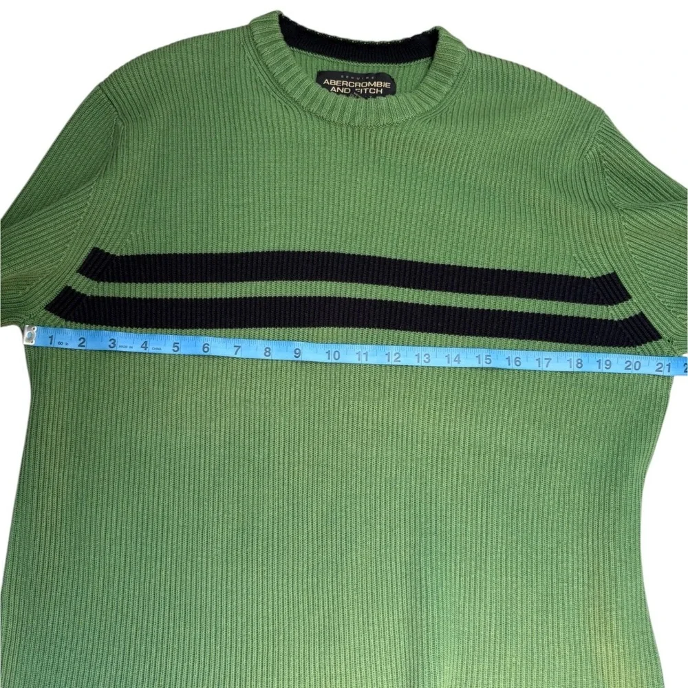 Abercrombie & Fitch VINTAGE 90s Mens XL Green Ribbed Knit Striped Sweater‎